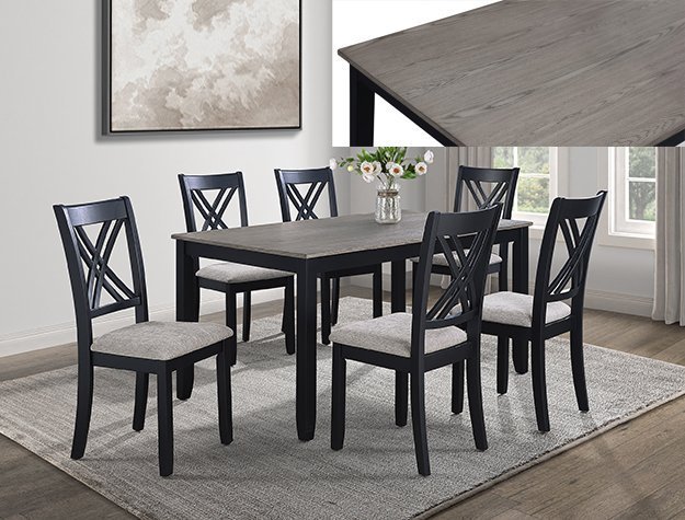 2430SET-LG ELOISE 7-PC DINETTE SET LIGHT GREY
