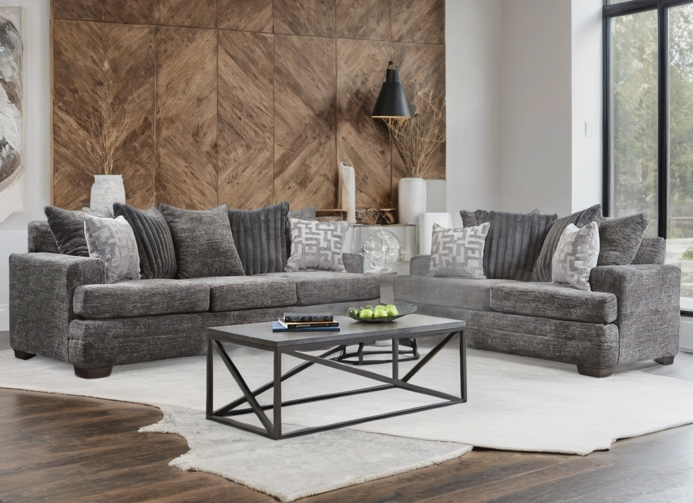 2675-07 CHARCOAL Sofa & Loveseat Set