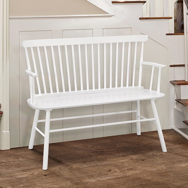 4185-BENCH-WH JERIMIAH SPINDLEBACK BENCH WHITE