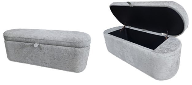 4924LG-BENCH PHILIPA STORAGE BENCH- L.GREY TWEED