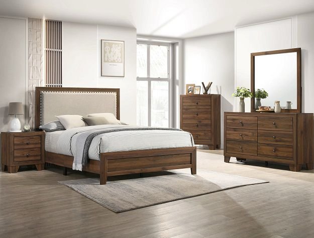 Millie Upholstered Bed Group Brown