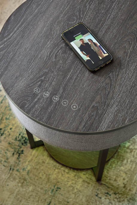 a4000641-yellow-color-detail.jpeg A4000641 - Accent Table w/Speaker, Wireless Charger, Lights