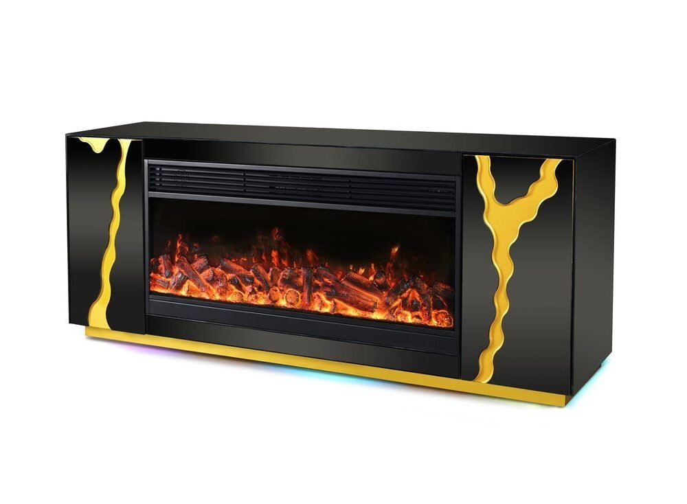 A804 TV STAND W/FIREPLACE (BLACK)