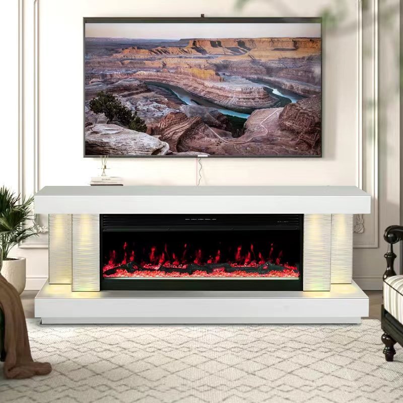 a91-1_orig.jpeg A91 TV STAND W/FIREPLACE (WHITE)
