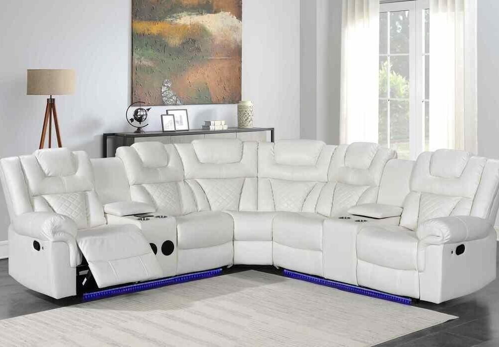Alexa2023 White Reclining Sectional