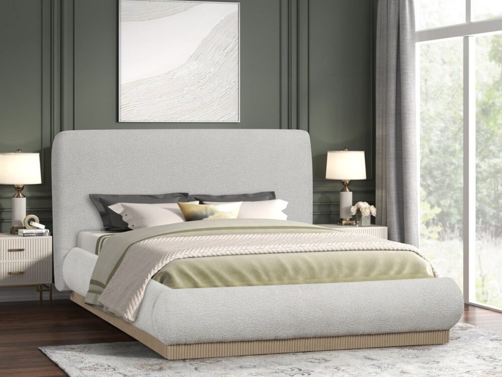 Annie Beige Platform Bed - Queen, King