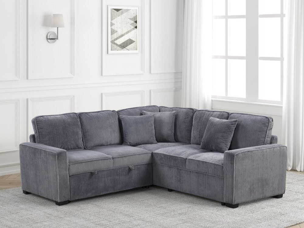 Ariel Charcoal Sectional With Pull-Out Bed