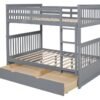 BB33 Full/Full Bunk Bed w/Twin Trundle Gray