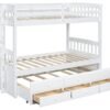 BB41 TWIN/TWIN Bunk Bed w/Twin Trundle + 3 Drawers White