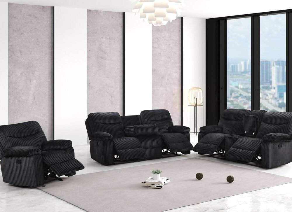 BRAVO - Black 3pc Reclining Set