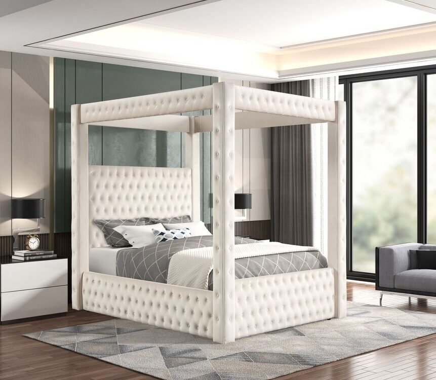 Castle Cream Platform Bed - Queen, King