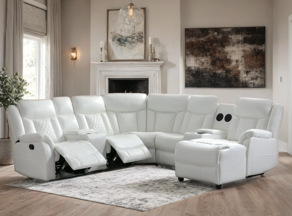 Champion White Reclining Sectional