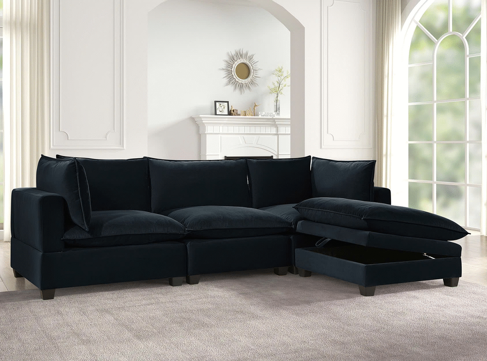 Cloud2 Black Velvet Modular Sectional
