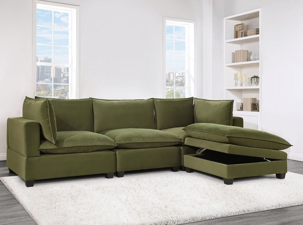 Cloud2 Olive Velvet Modular Sectional