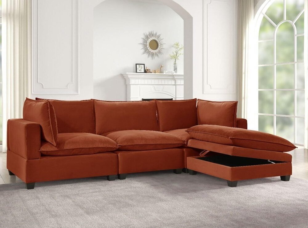 Cloud2 Rust Velvet Modular Sectional (1 LEFT)