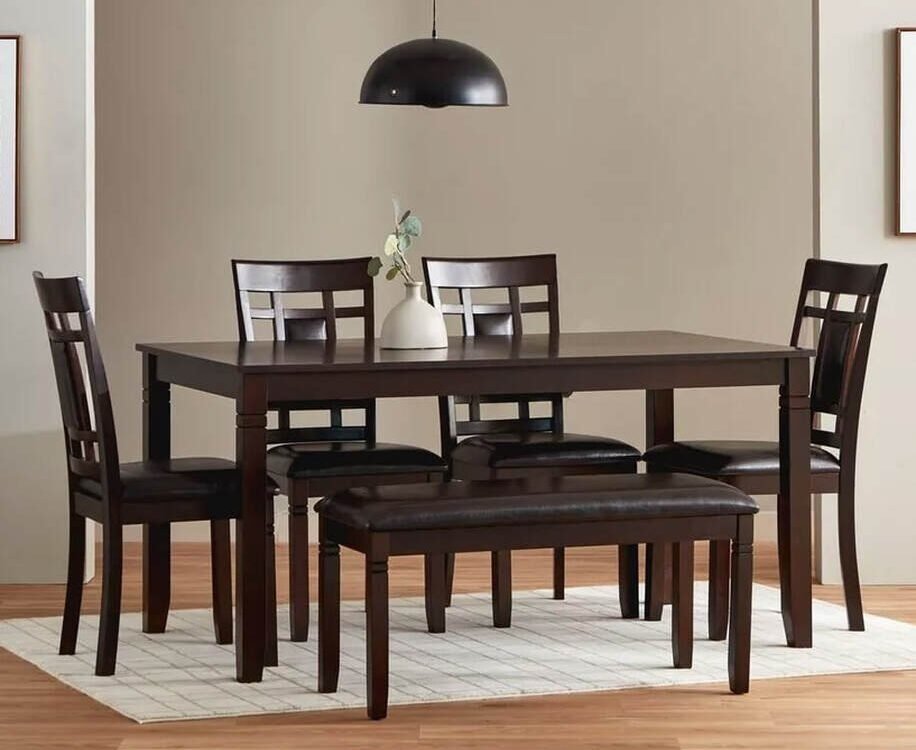 D1015 - Dining Table + 4 Chair + Bench Set