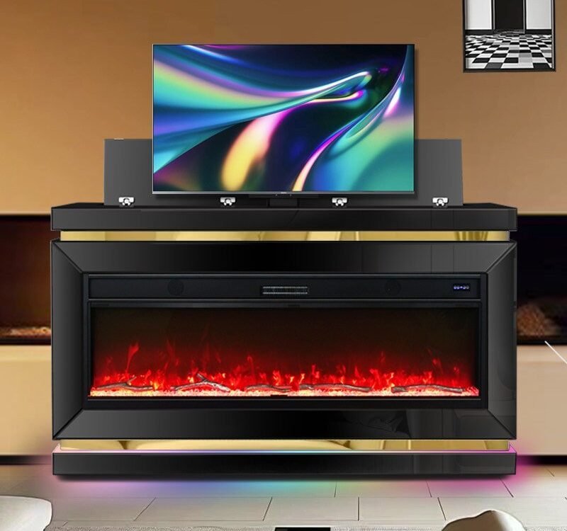 A93 TV STAND W/FIREPLACE (BLACK)