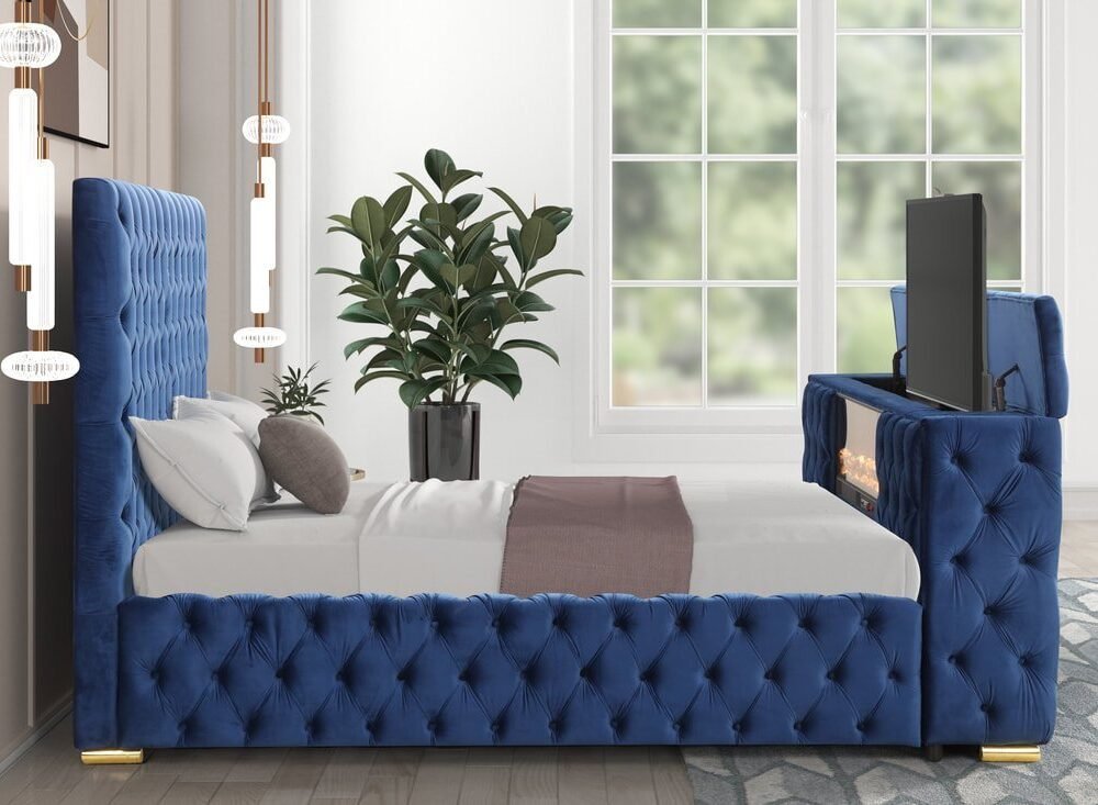 Future Blue Platform Bed - Queen, King