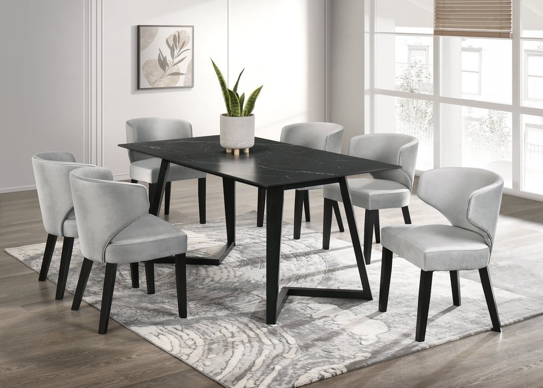 hamiltononyxsilver_orig.jpeg Hamilton ONYX Silver Black Dining Table + 6 Chair Set
