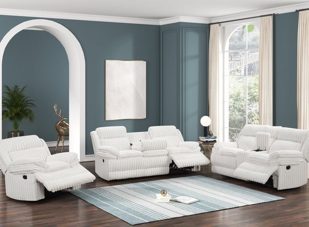 Heaven - White 3pc Reclining Set