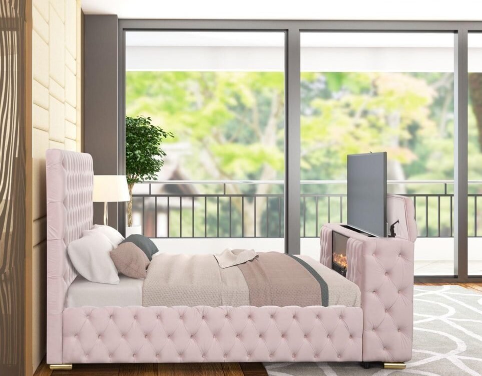 Future Pink Platform Bed - Queen, King