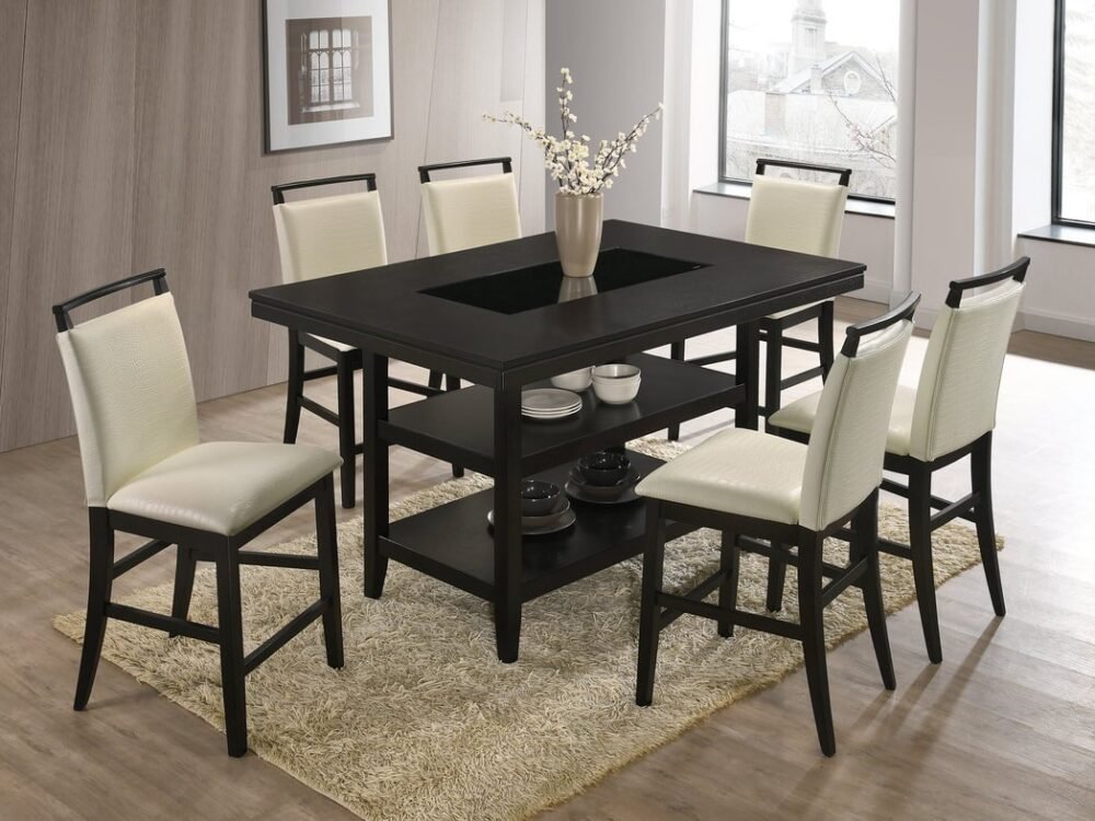 Tommy White - Counter Height Table & 6 Chairs Set