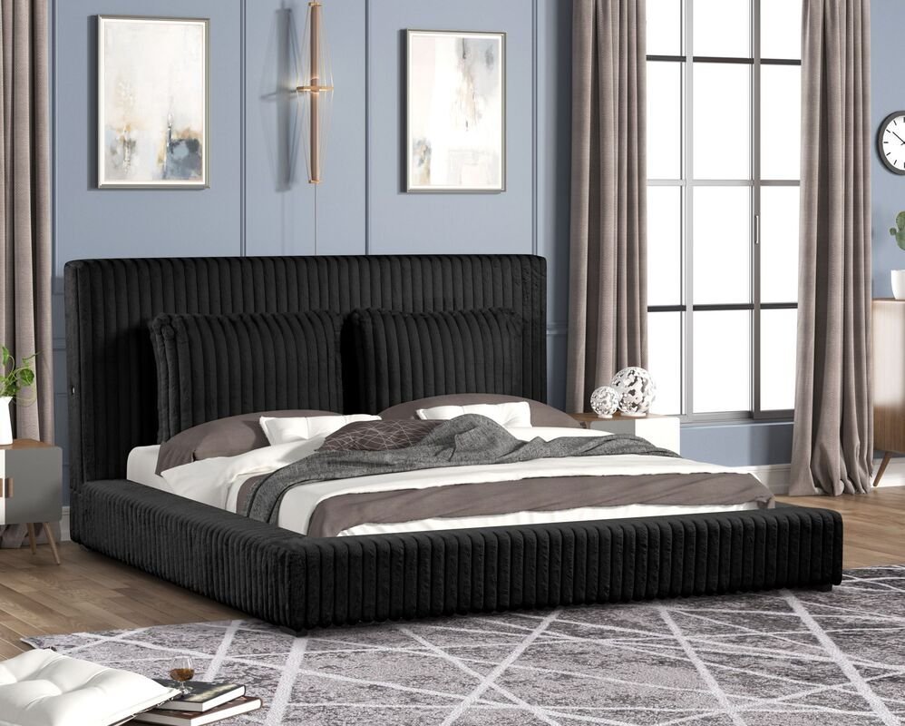 Lauren Black Platform Bed - Queen, King