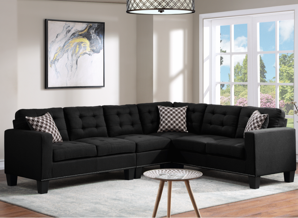 Logan Black - Reversible Sectional (Linen)