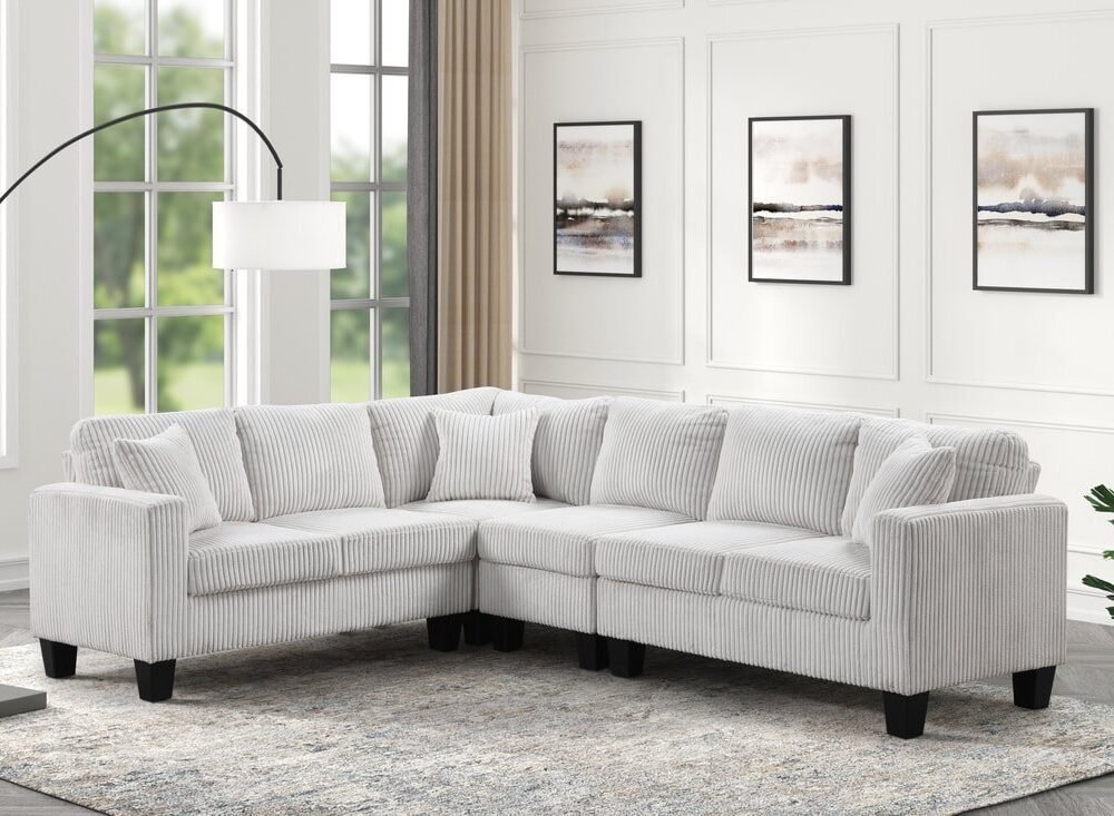Logan Beige - Reversible Sectional (Cord Fabric)
