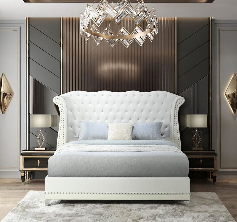 Luxor White Platform Bed - Queen, King