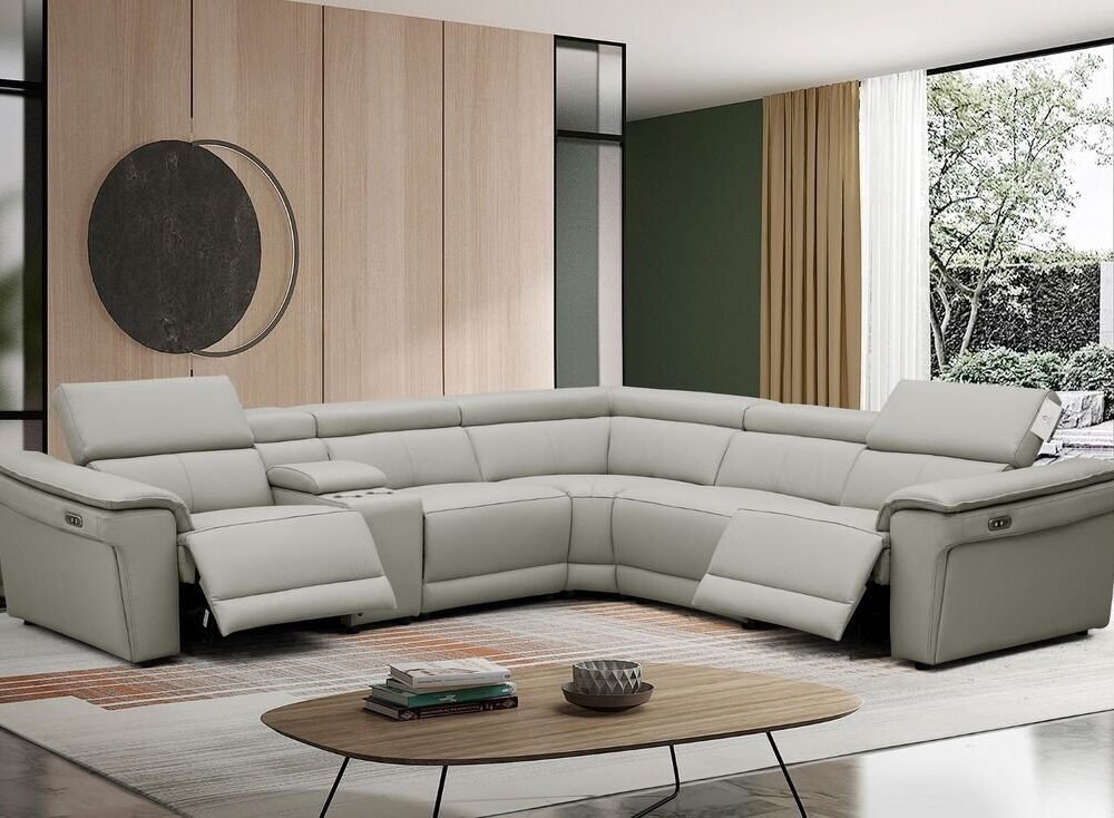 NEWYORK GRAY - LEATHER Power Reclining Sectional