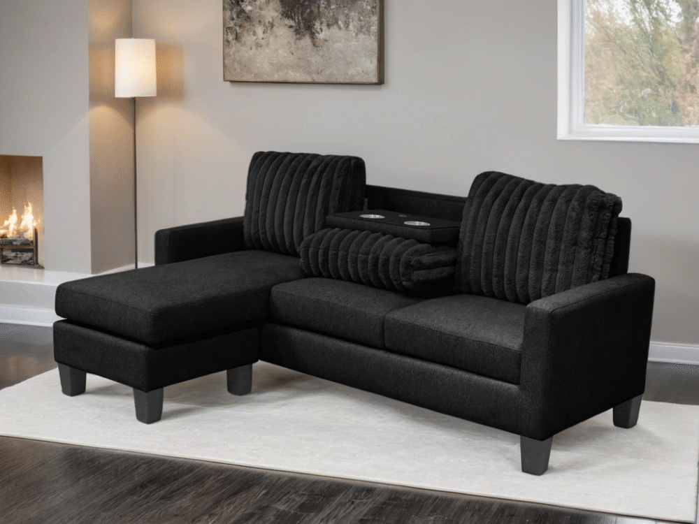 NEYMAR Black - Reversible Sectional