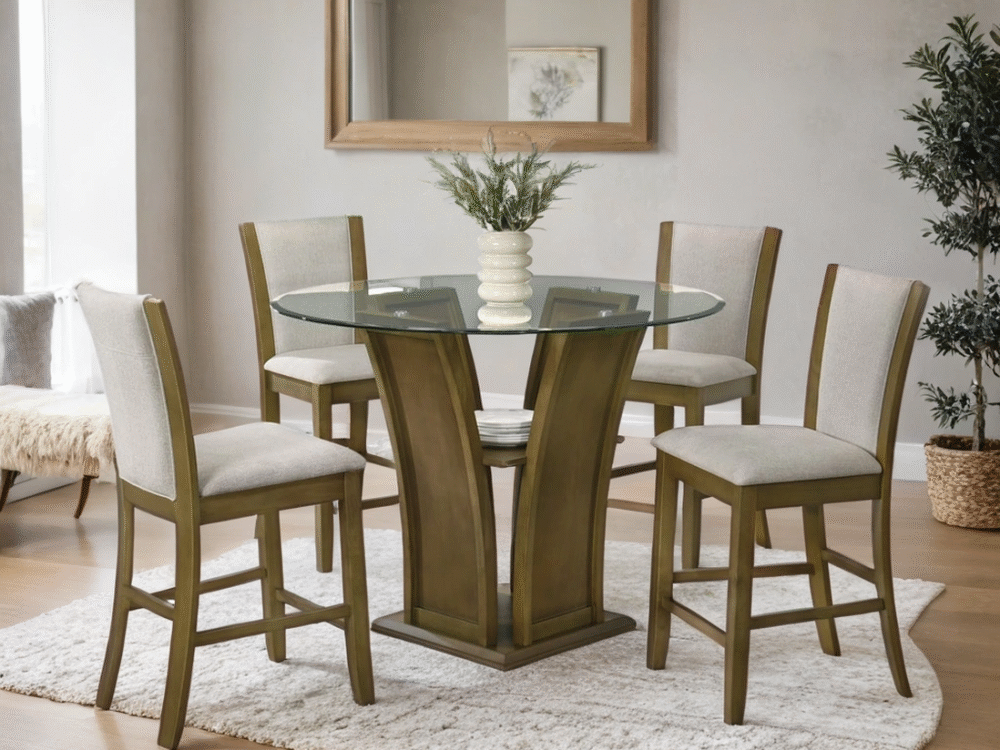 Orlando - Beige Pub Table + 4 Chair Set