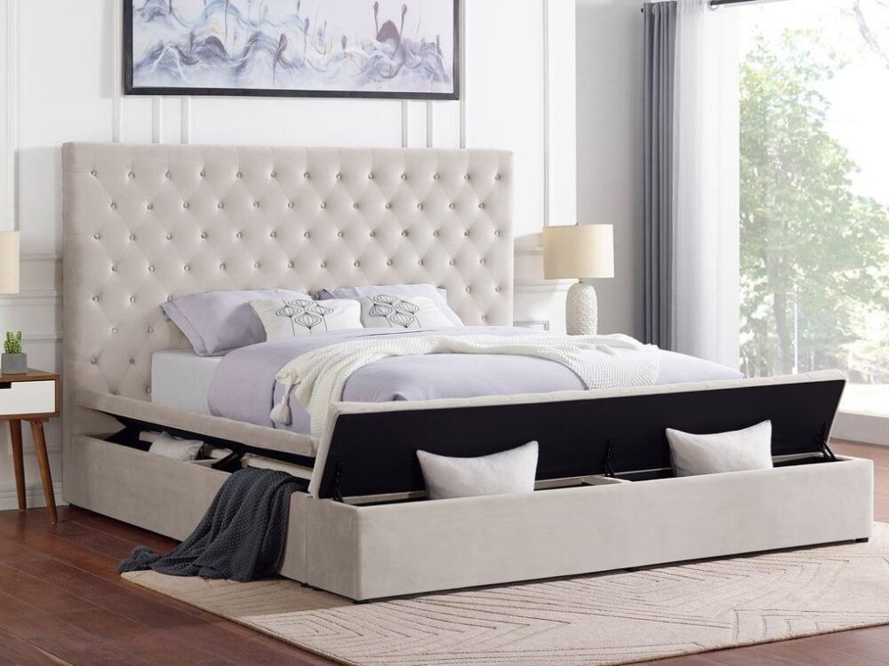 Paris Beige Platform Bed - Queen, King