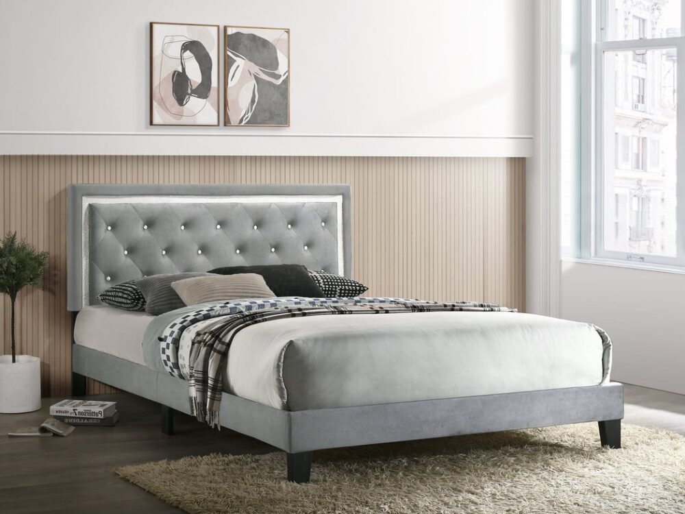 passion-grey-velvet_orig.jpeg Passion Grey Velvet Platform Bed - Twin, Full, Queen, King