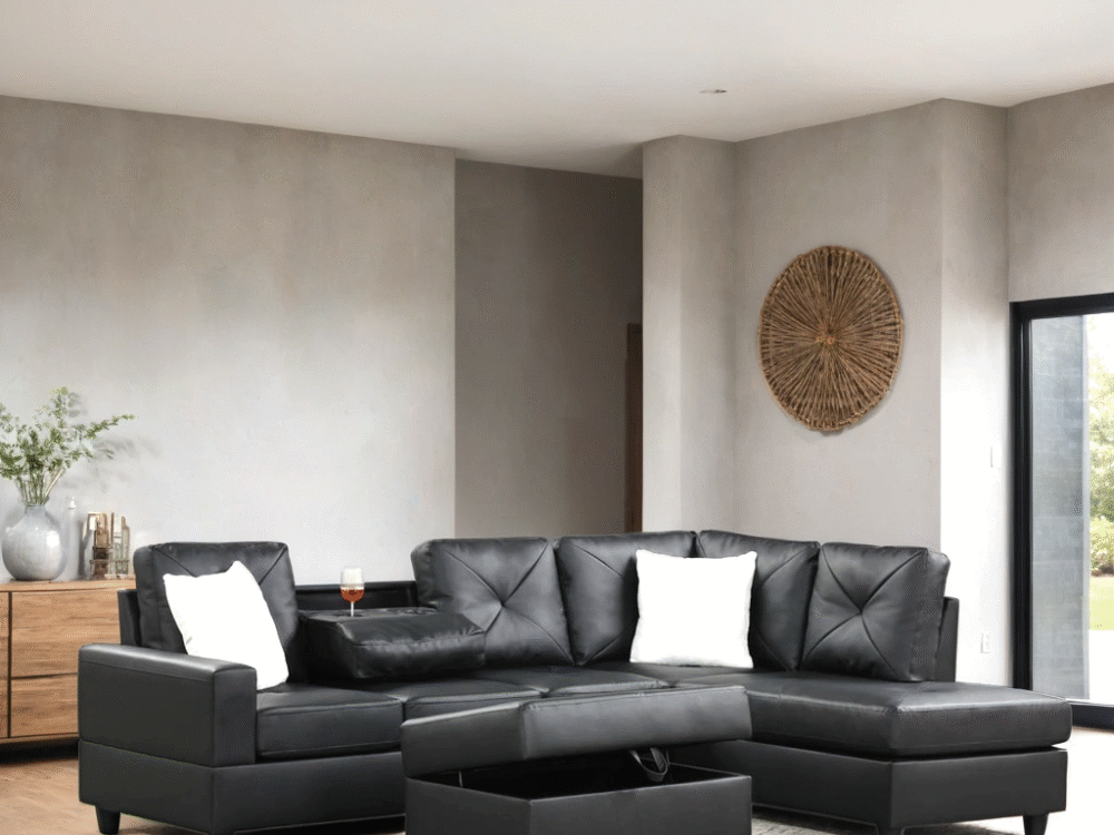 Rocket PU Reversible Sectional (Black)