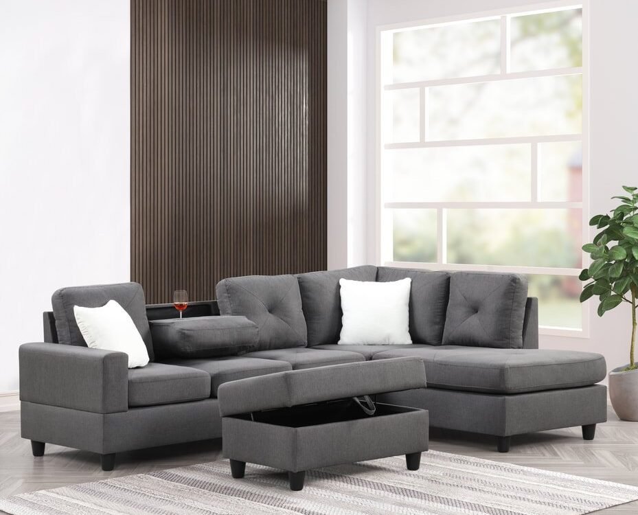 Rocket Charcoal Reversible Sectional