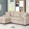 Silvia Beige - Reversible Sectional With Pull-Out Bed