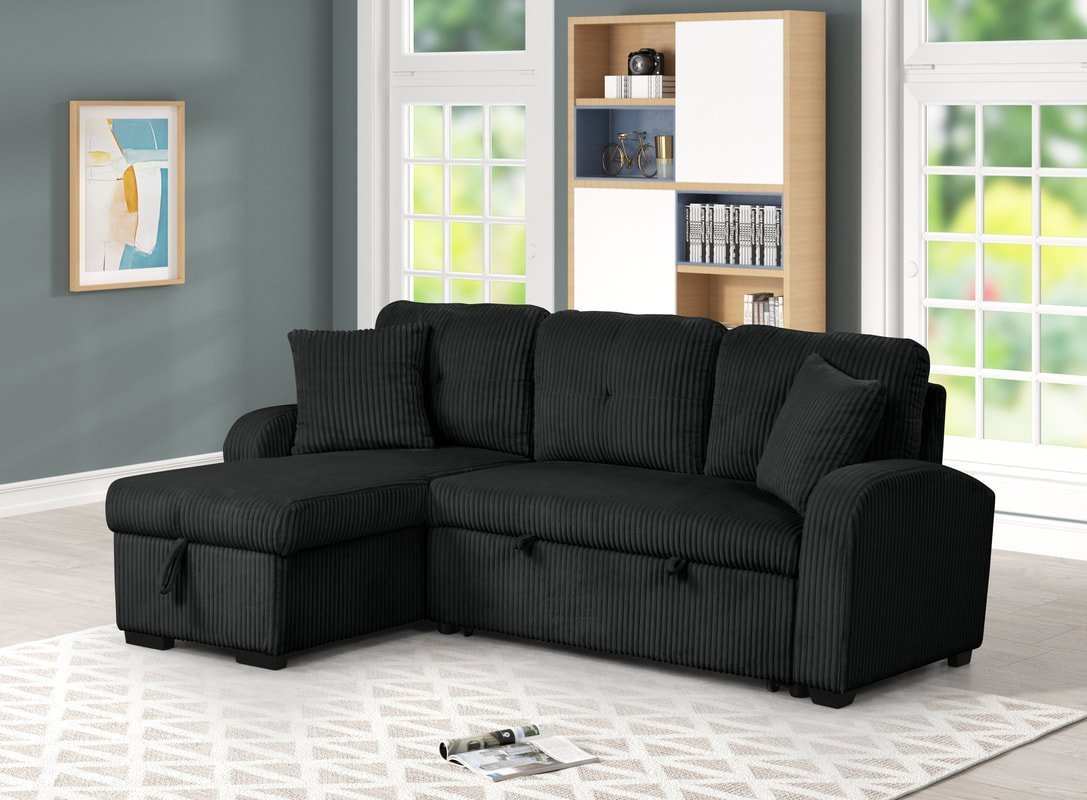 silvia-black-5_orig.jpg Silvia Black - Reversible Sectional With Pull-Out Bed