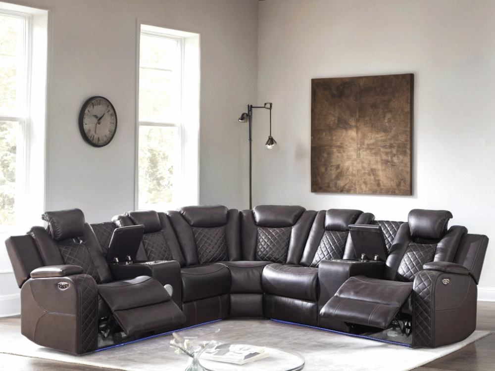 Spaceship Espresso Power Reclining Sectional