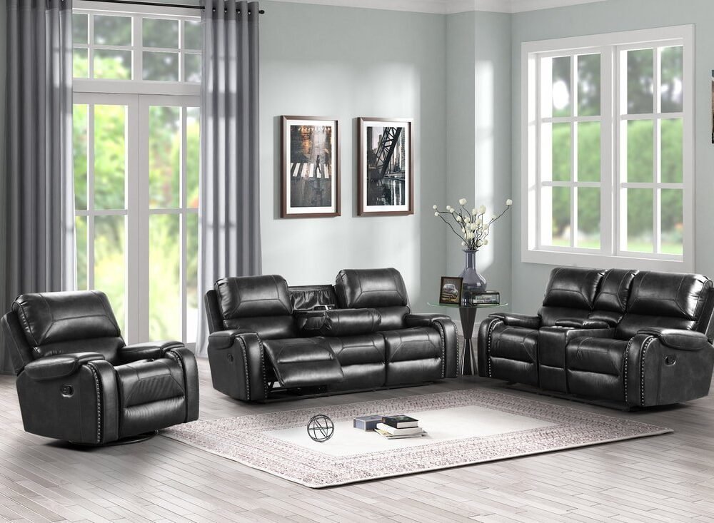 Titan2004-Black OVERSIZED 3pc Reclining Set