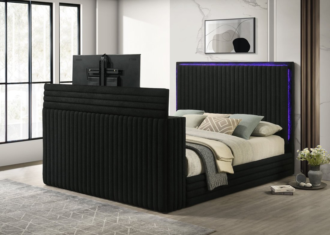 Villa Black Platform Bed - Queen, King
