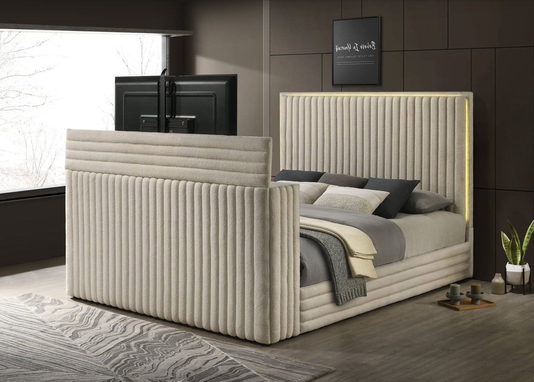 Villa White Platform Bed - Queen, King