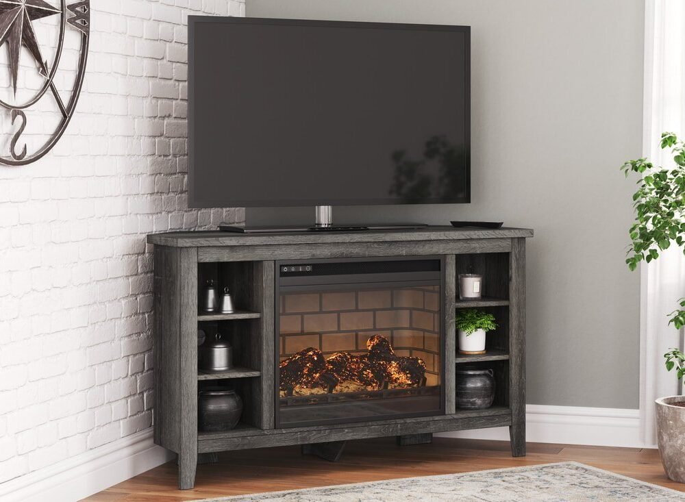 W275-67 Corner TV Stand w/Fireplace 48"L