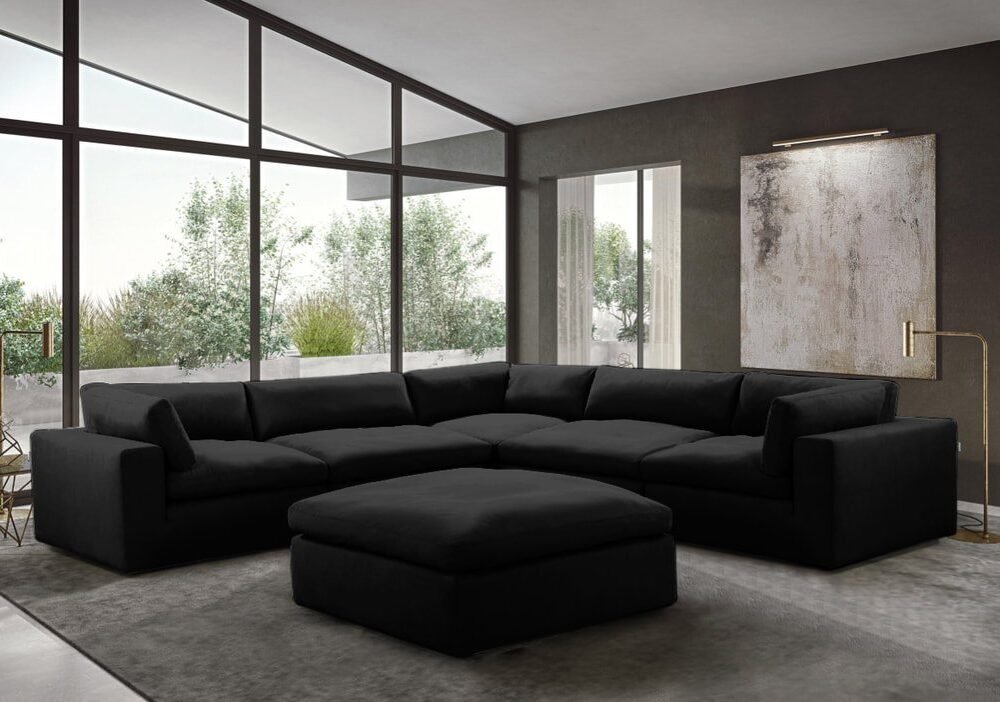 XL CLOUD BLACK Sectional + Ottoman Set